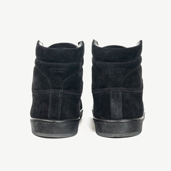 Saint Laurent SL/10H High Black Suede Court Classic High-Top Sneakers - Picture 3 of 12